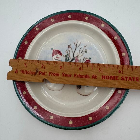 Set/4 Royal Season Salad Plates Stoneware Snowman Winter Christmas Dishes - Picture 2 of 7
